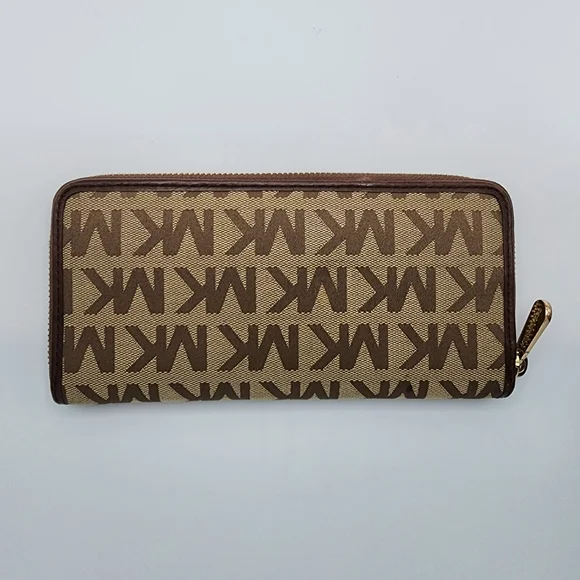 🚫SOLD🚫 MK Michael Kors Continental Signature Fabric Logo Wallet Zip Around - Picture 11 of 11